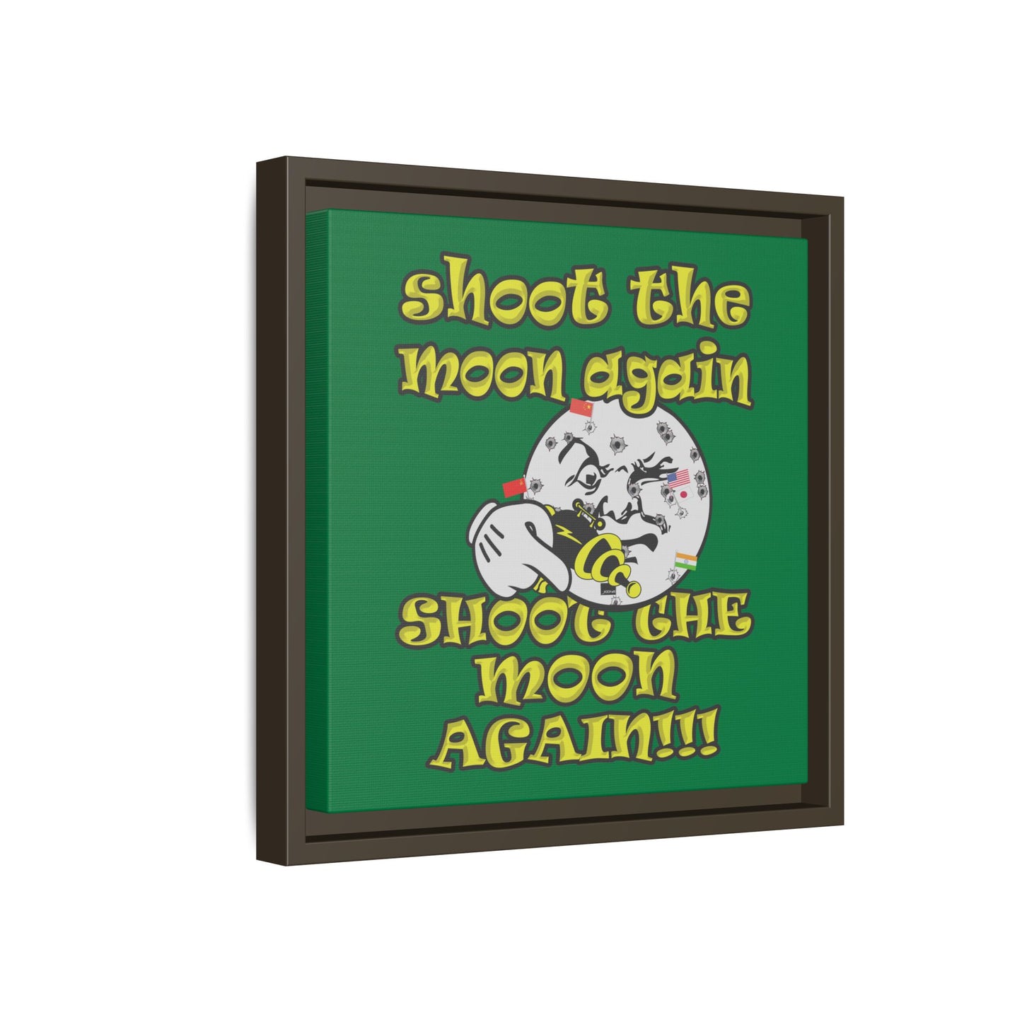 shoot the moon again - framed canvas art (dark green)