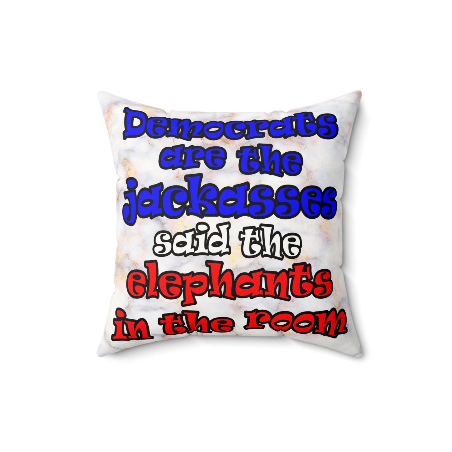 donkeys and elephants - Faux Suede Square Pillow - (white marble)