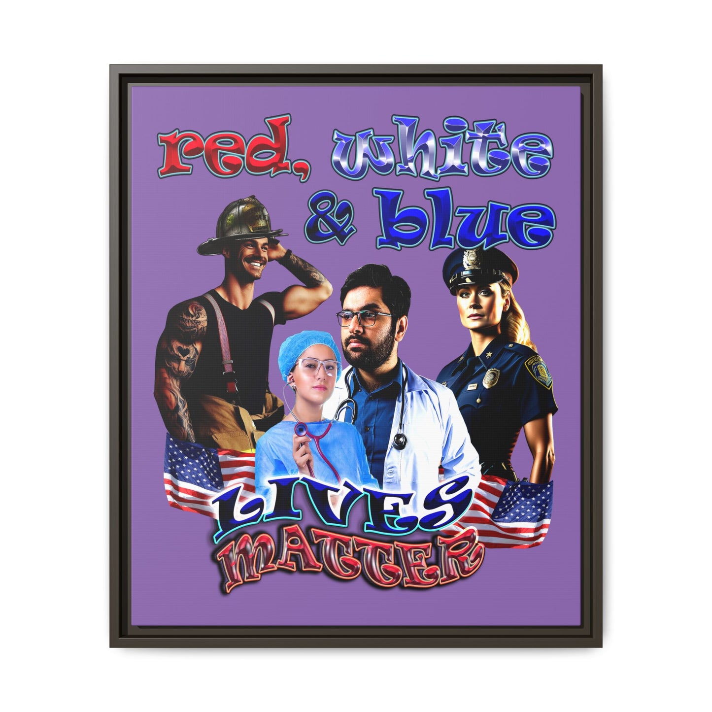 rw&b lives matter - framed canvas art (light purple)