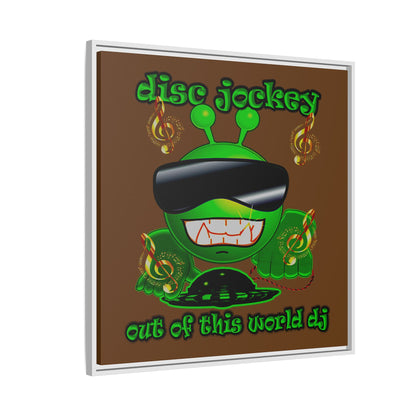 disc jockey - framed canvas art (brown)