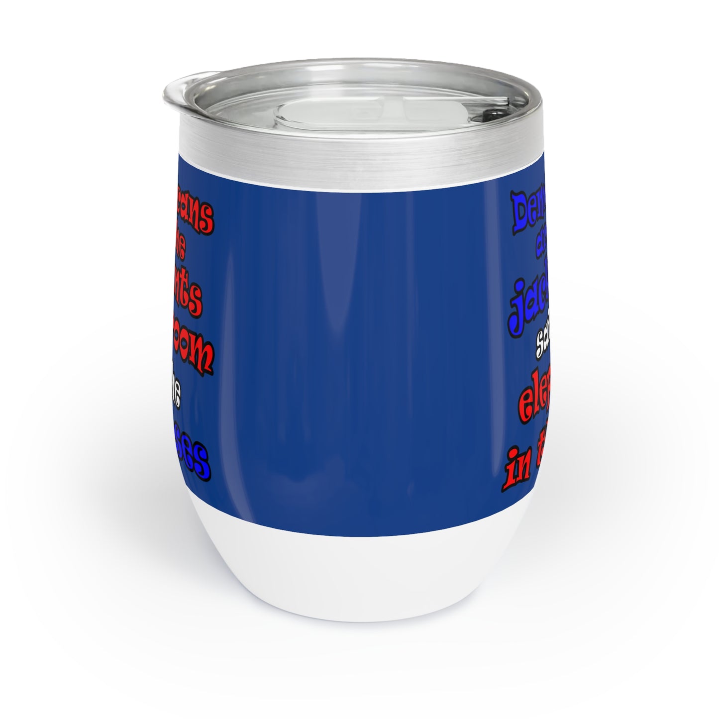 donkeys and elephants - Chill Wine Tumbler (dark blue)