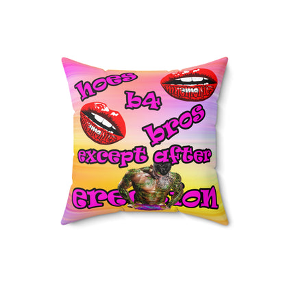 hoes b4 bros - Spun Polyester Square Pillow - (color blur)