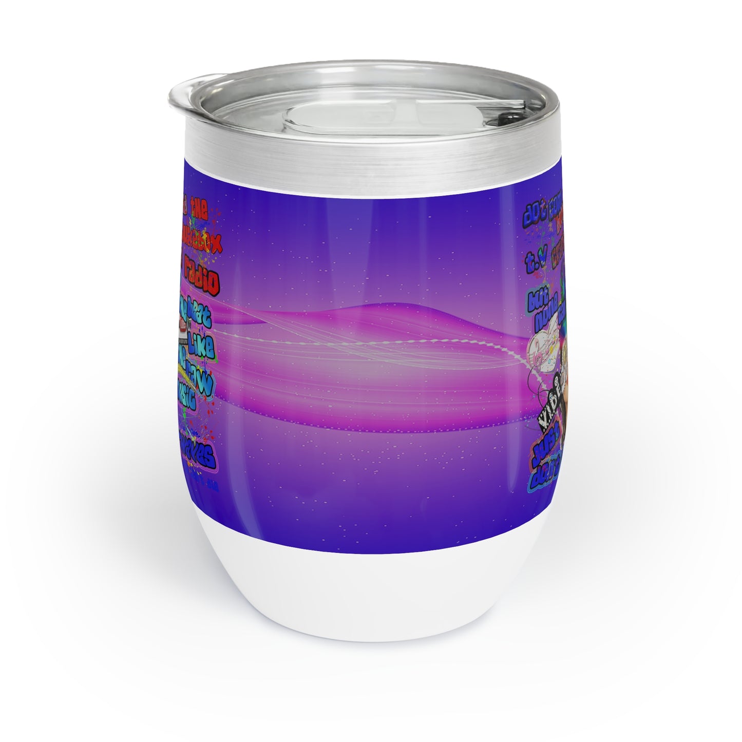 drop the beat - Chill Wine Tumbler  (purple-pink wave)