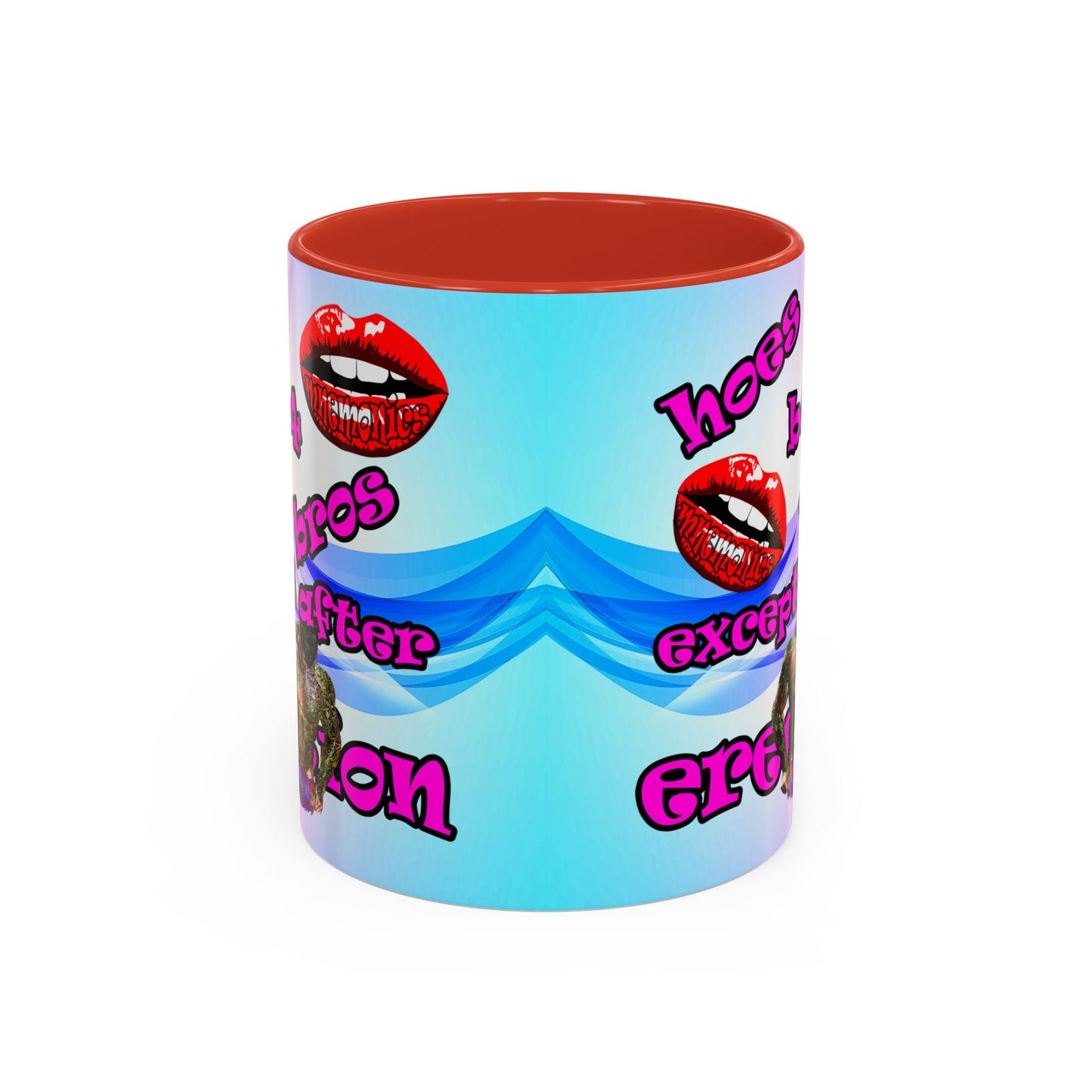 hoes b4 bros - Accent Mug (light blue-pink wave)