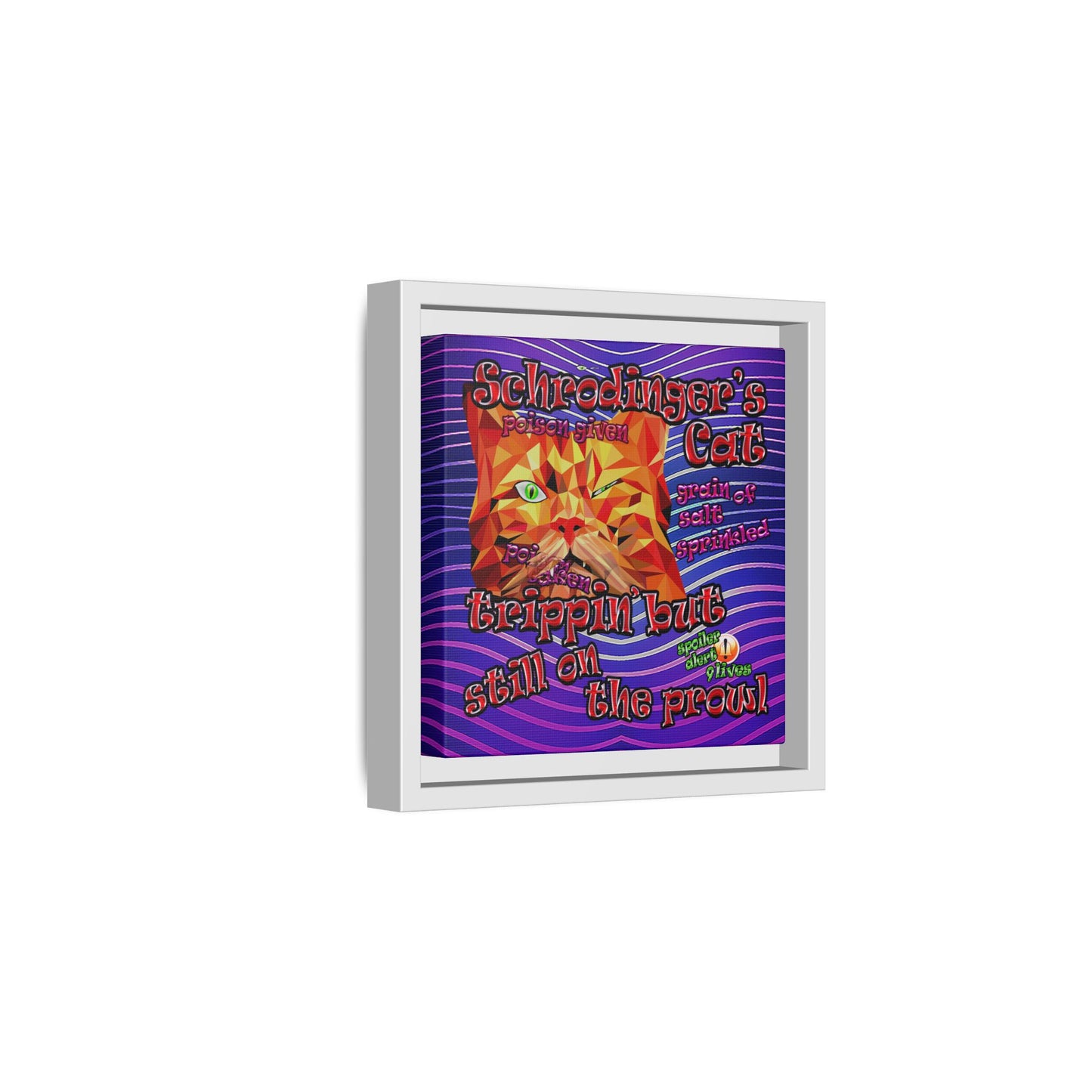 schrodinger's cat - framed canvas art (purple wave)