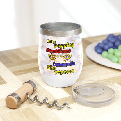 popping like popcorn - Chill Wine Tumbler (white marble)