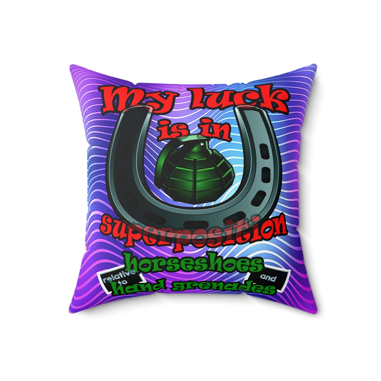 my luck - Spun Polyester Square Pillow - (purple wave)