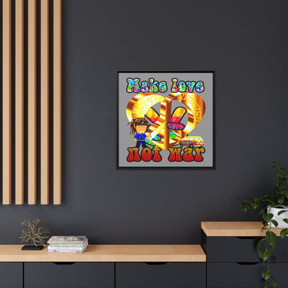 love peace - framed canvas art (grey)