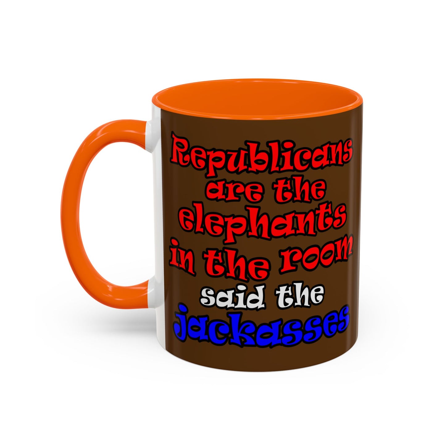 donkeys and elephants - Accent Mug (brown)