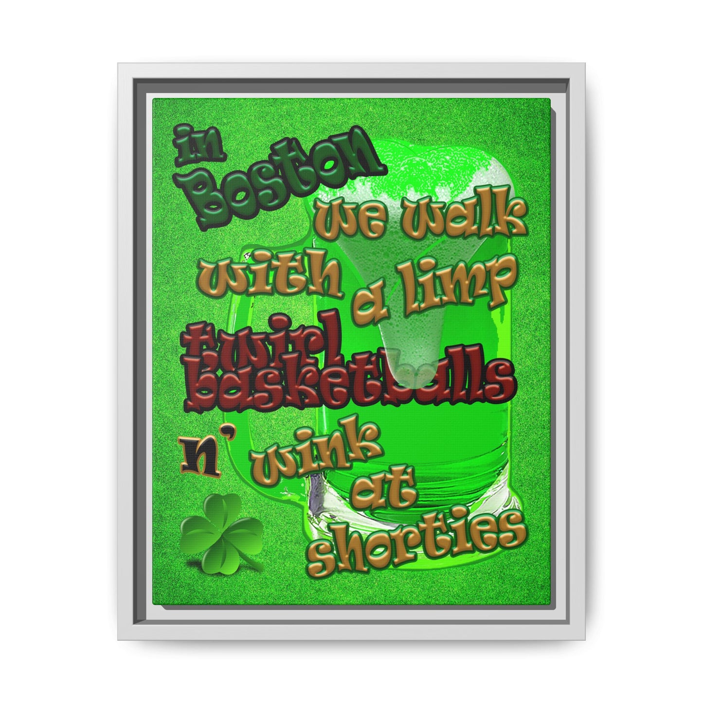 celtics logo - framed canvas art (green turf)