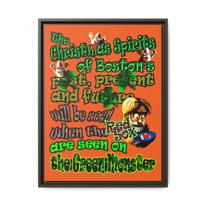 christmas spirits of boston - framed canvas art (orange)