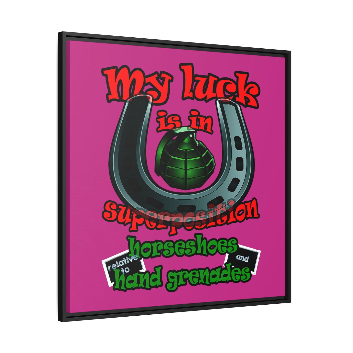 my luck - framed canvas art (pink)