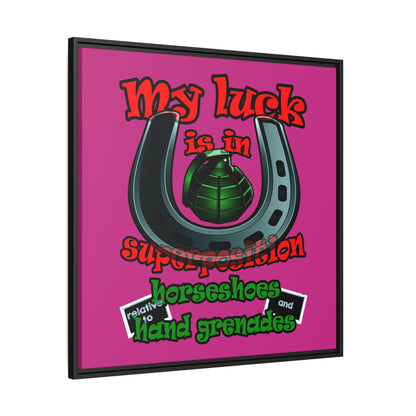 my luck - framed canvas art (pink)