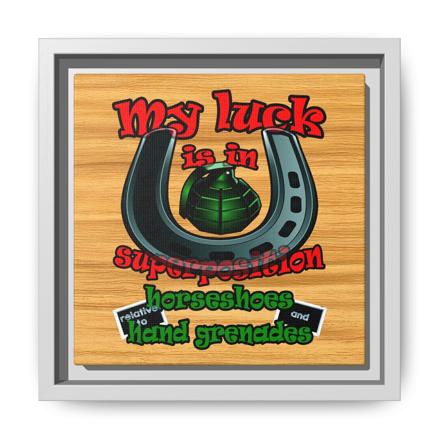 my luck - framed canvas art (butterscotch wood finish)