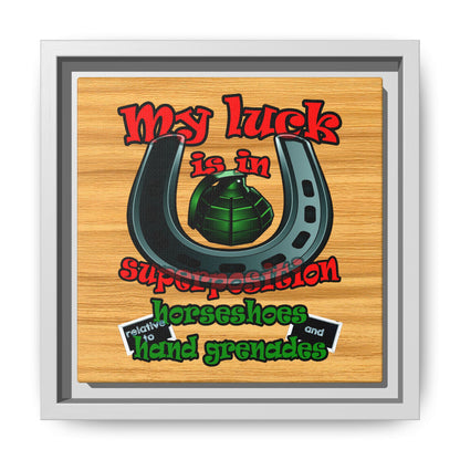 my luck - framed canvas art (butterscotch wood finish)
