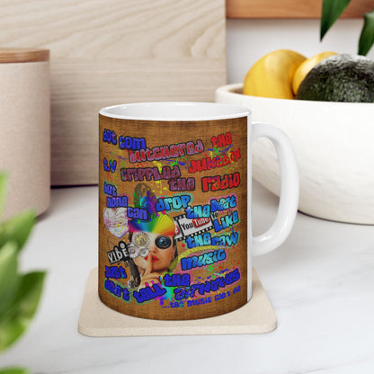 drop the beat - White Mug (brown papyrus)