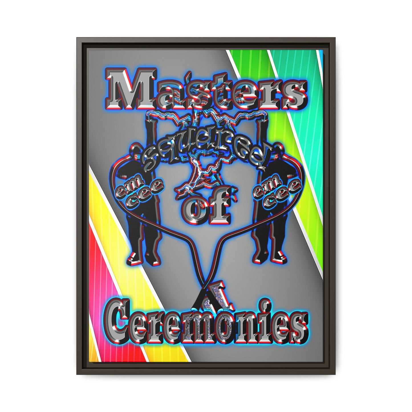 em cee squared - framed canvas art (rainbow split)