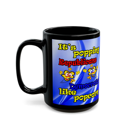 popping like popcorn - Black Mug (blue-white wave)