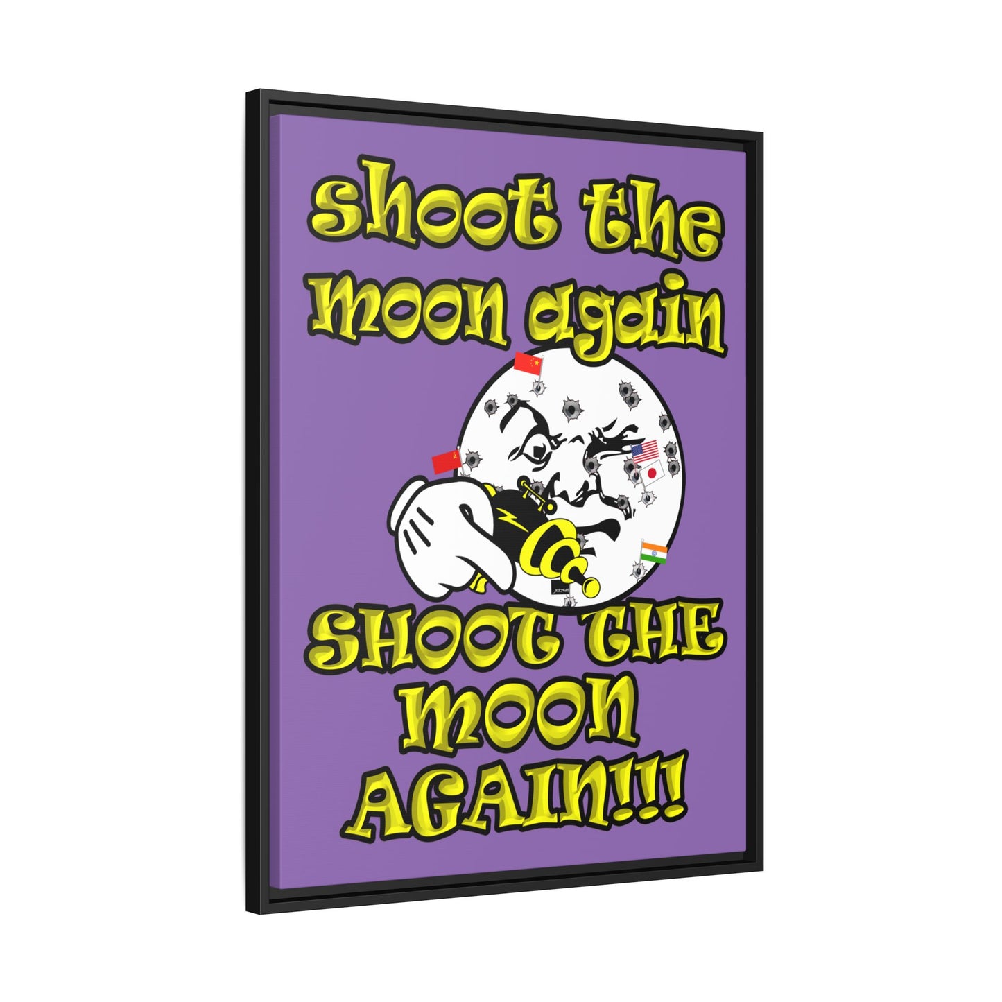 shoot the moon again - framed canvas art (light purple)