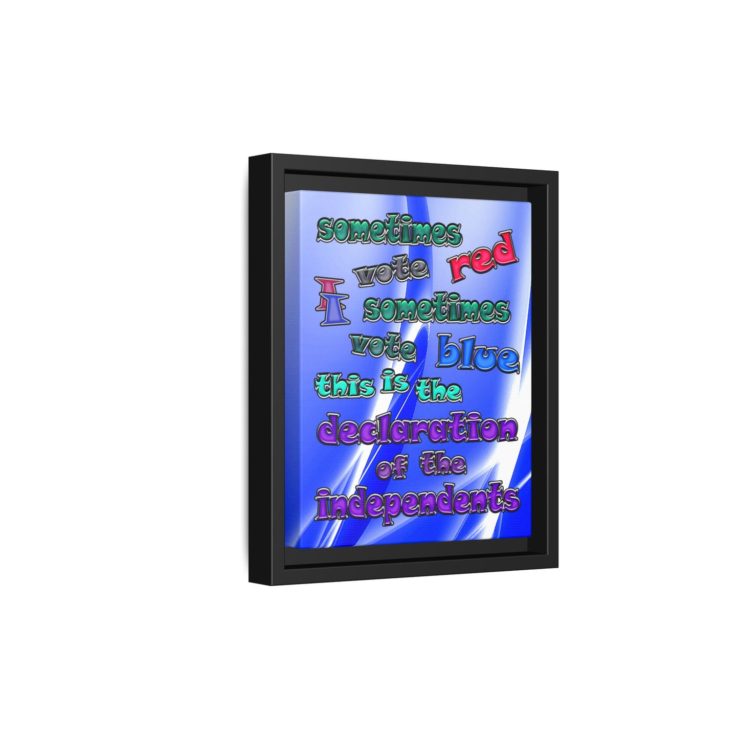 declaration of the independents - framed canvas art (blue-white wave)