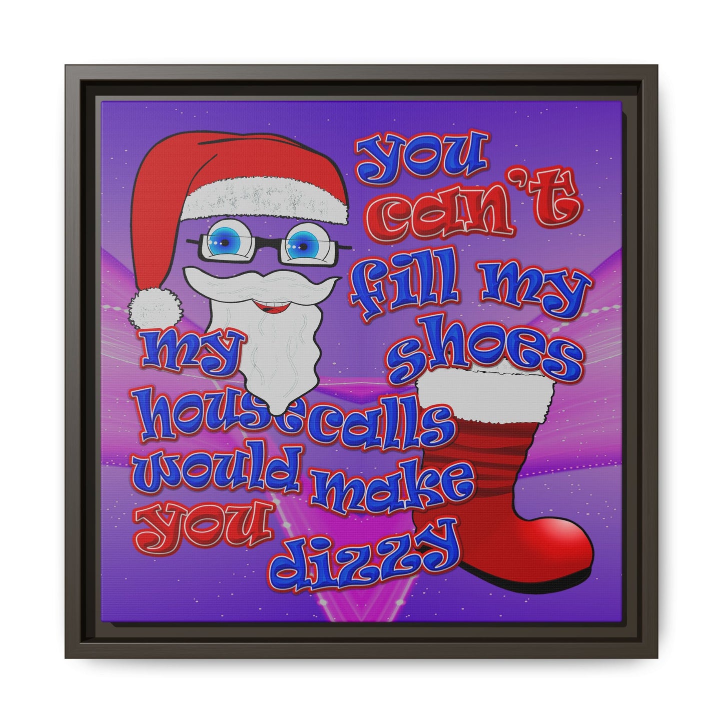 santa's shoes - framed canvas art (purple-pink wave)