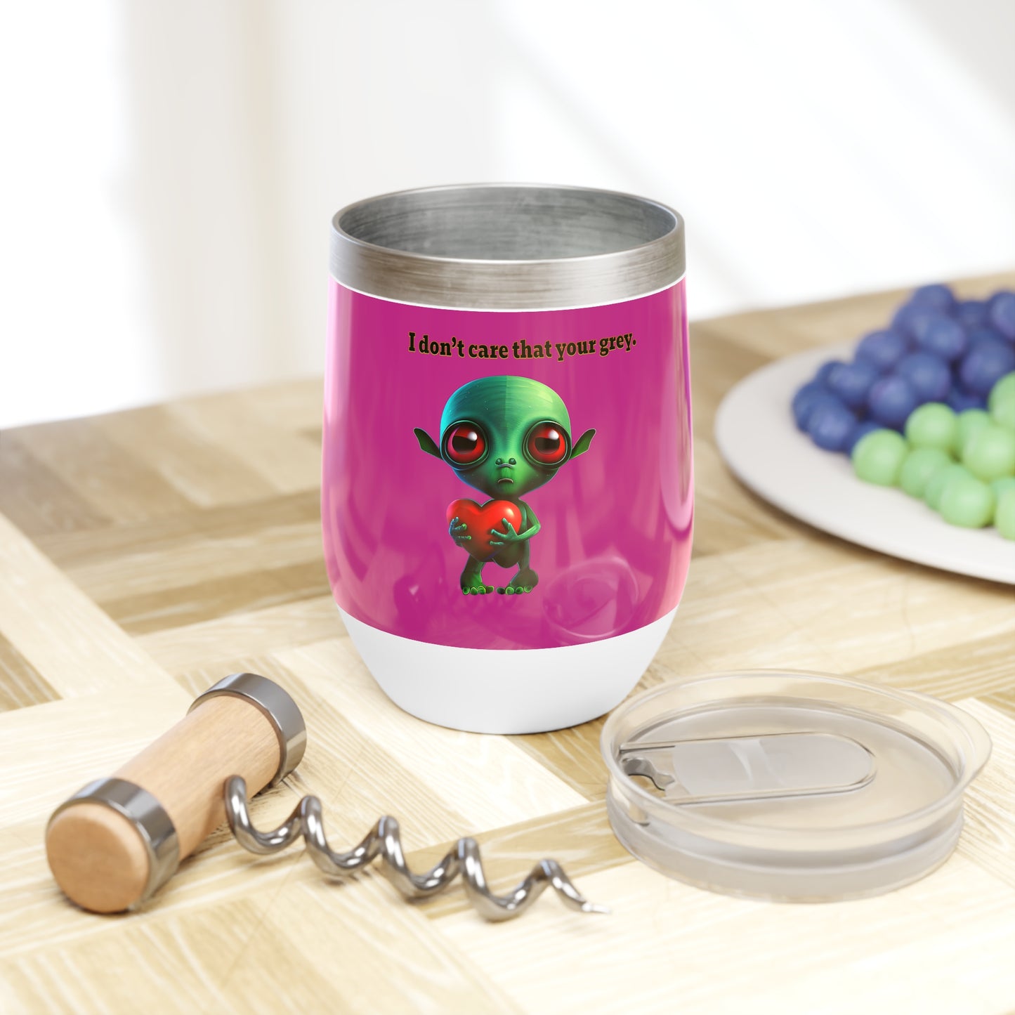 I don't care that your grey - Chill Wine Tumbler (pink)