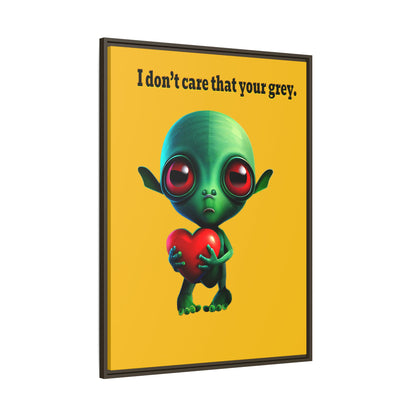I don't care that your grey - framed canvas art (yellow)