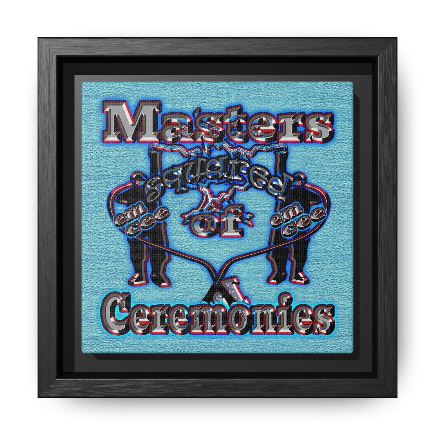 em cee squared - framed canvas art (faded blue)