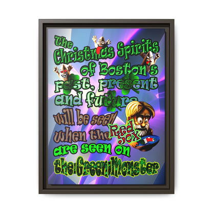 christmas spirits of boston - framed canvas art (grey-pink wave)
