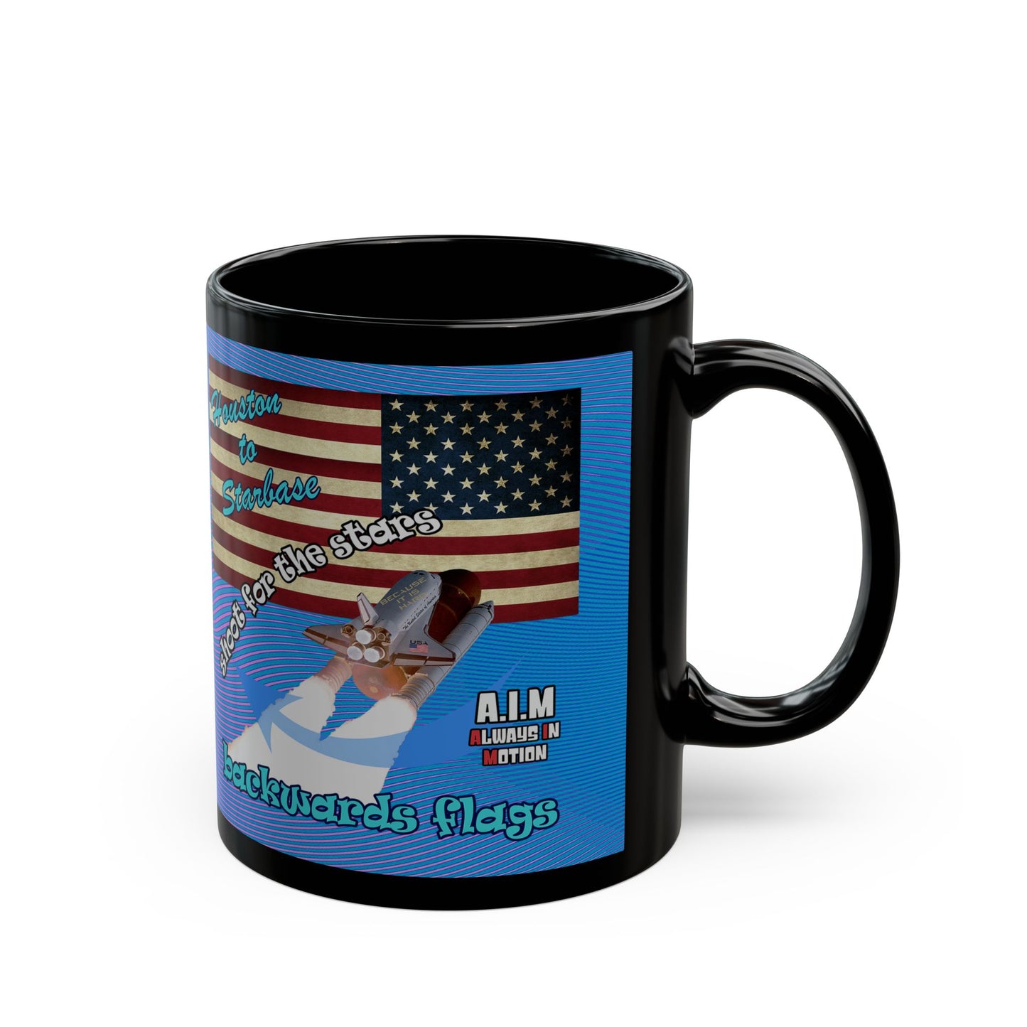 shoot for the stars - Black Mug (light blue-purple wave)