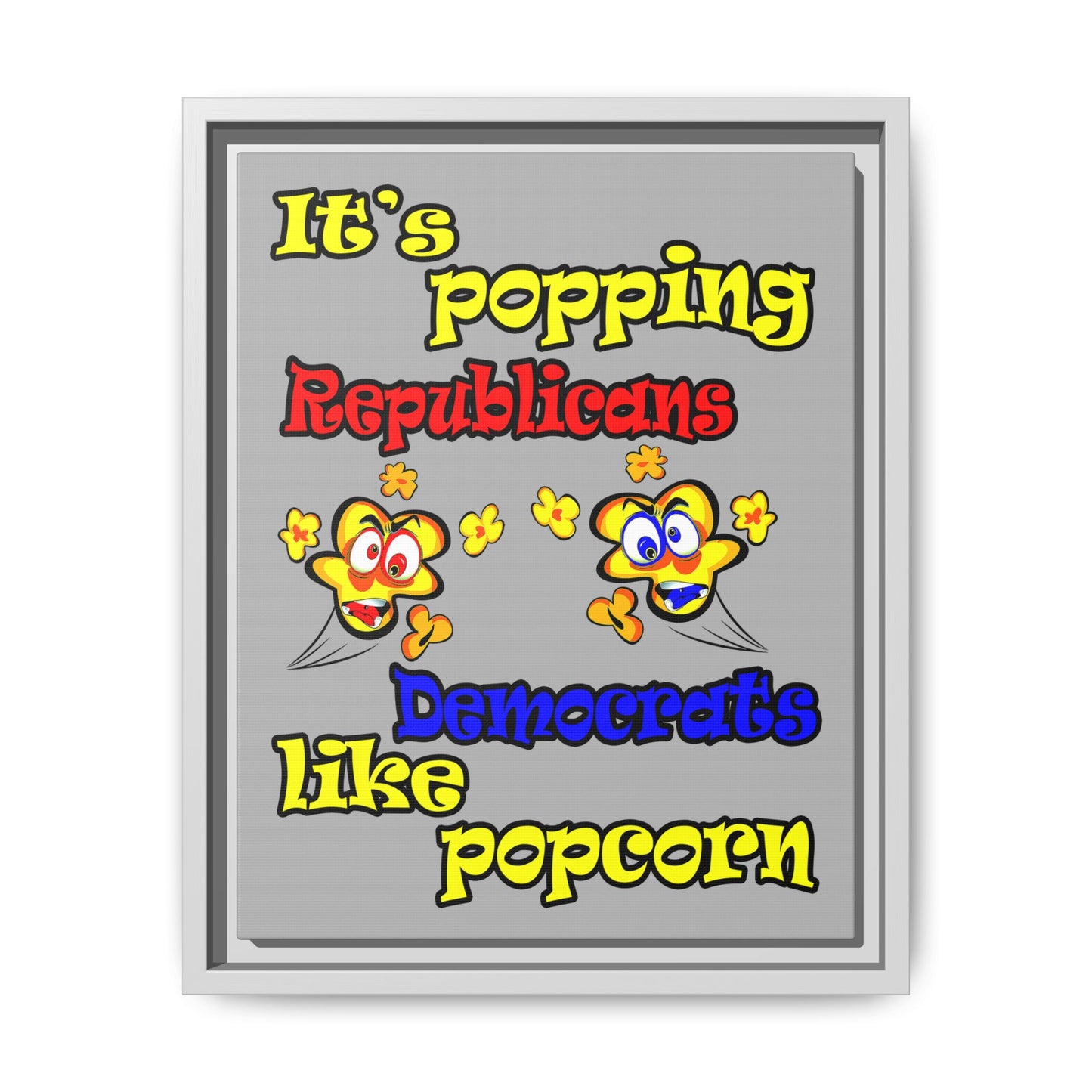 popping like popcorn - framed canvas art (light grey)
