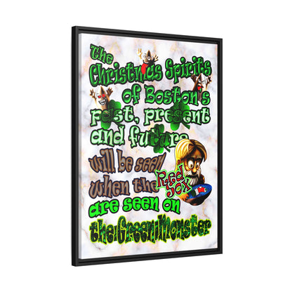 christmas spirits of boston - framed canvas art (white marble)