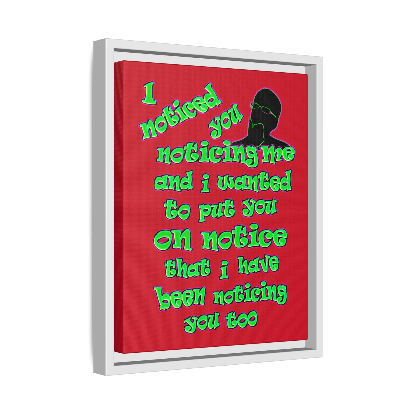 noticed you noticing - framed canvas art (dark red)