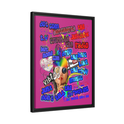 drop the beat - framed canvas art (pink)