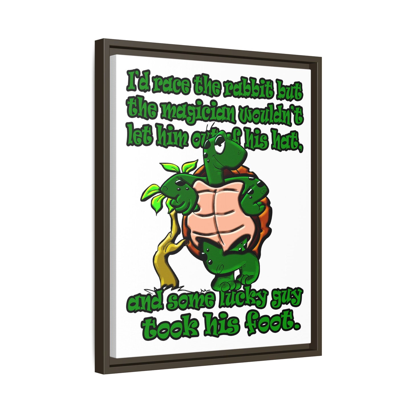 turtle race - framed canvas art (white)