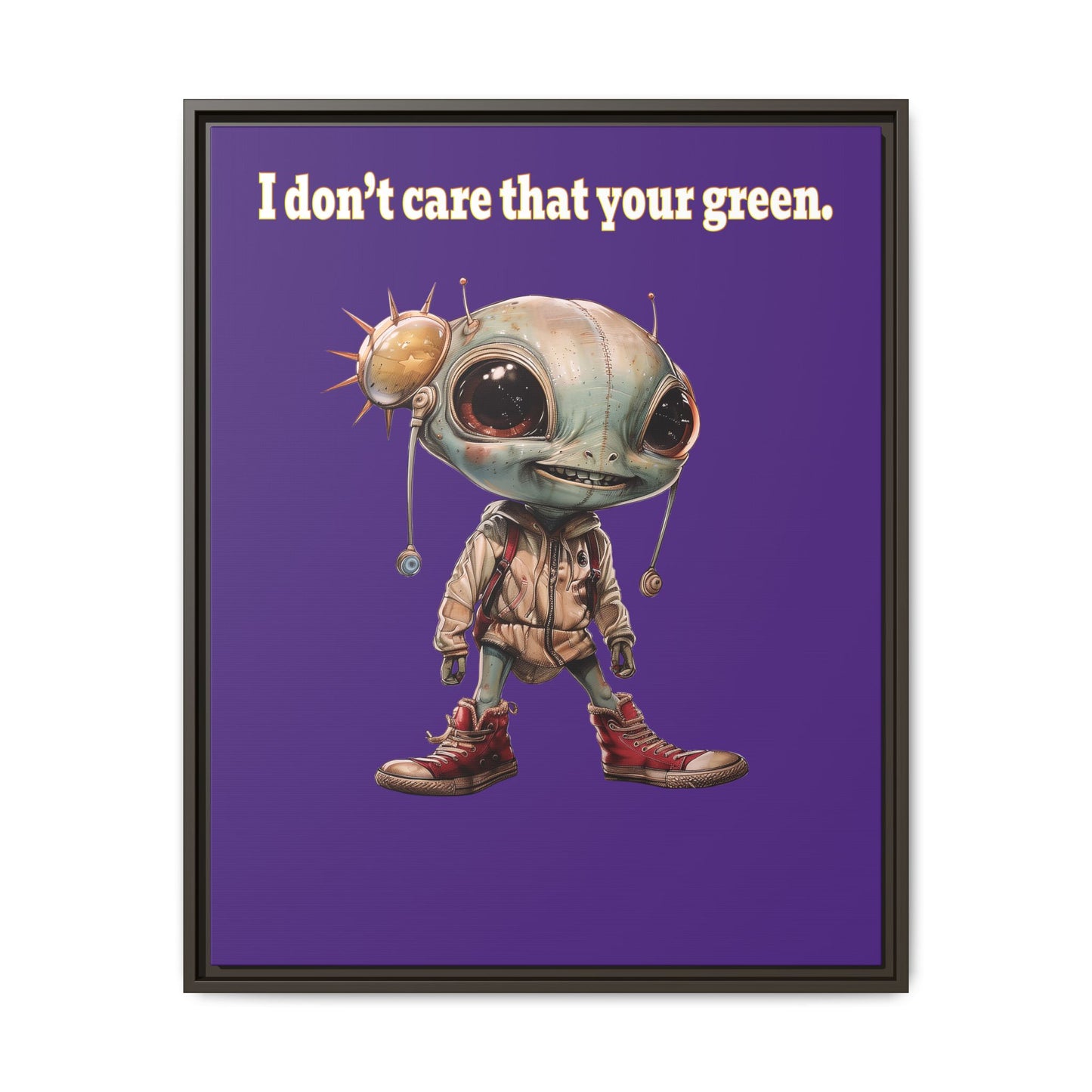 I don't care that your green - framed canvas art (purple)