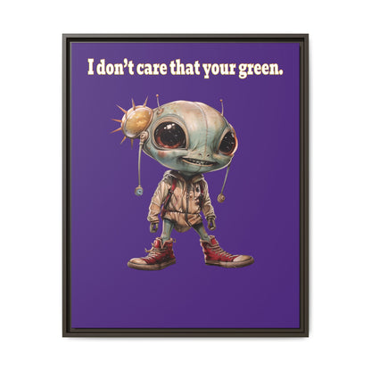 I don't care that your green - framed canvas art (purple)