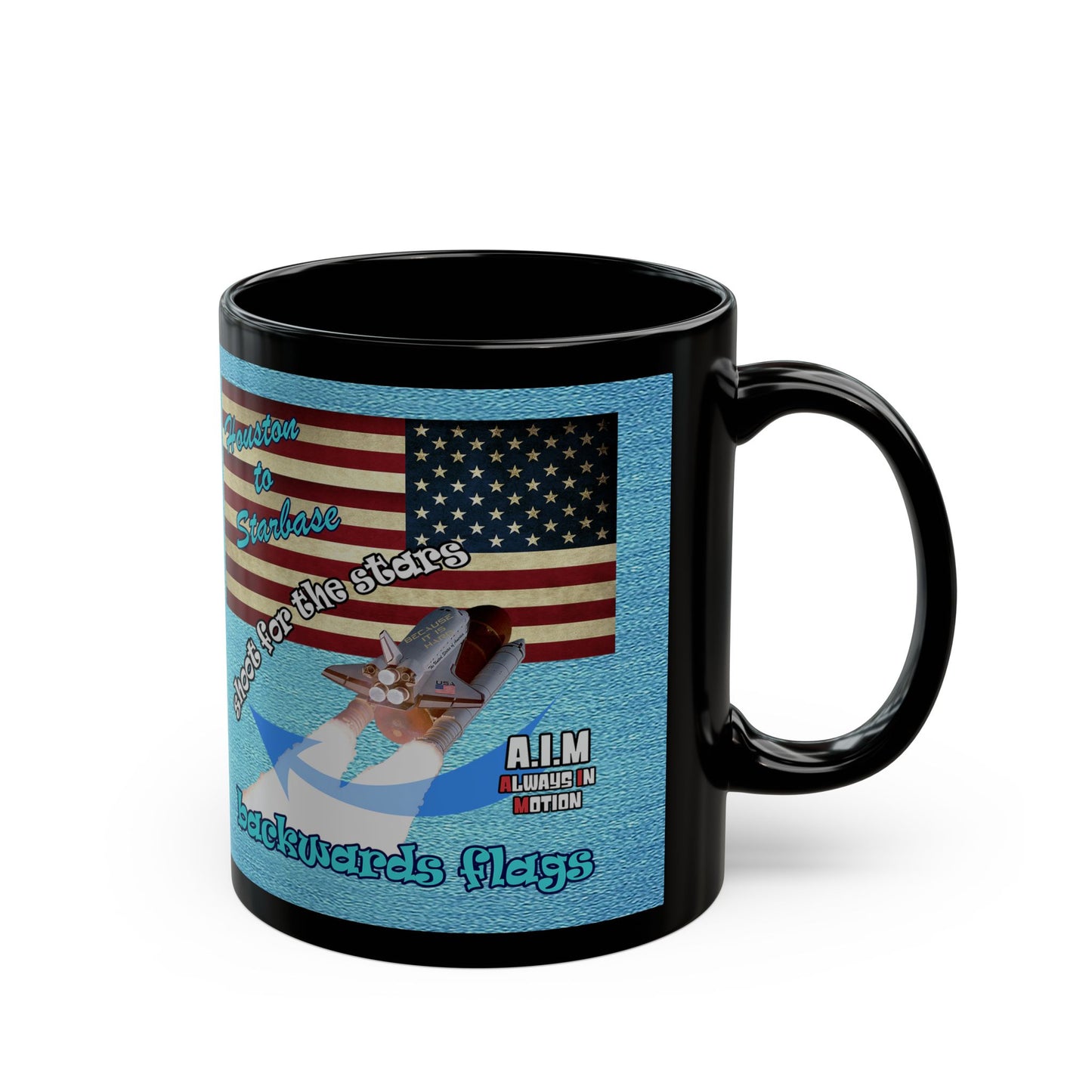 shoot for the stars - Black Mug (faded blue)