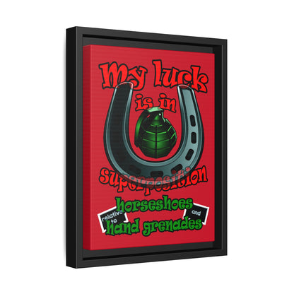 my luck - framed canvas art (dark red)