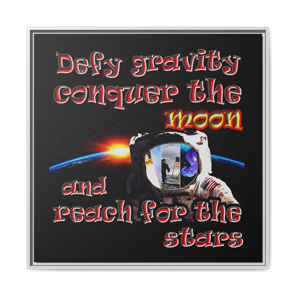 defy conquer reach - framed canvas art (black)