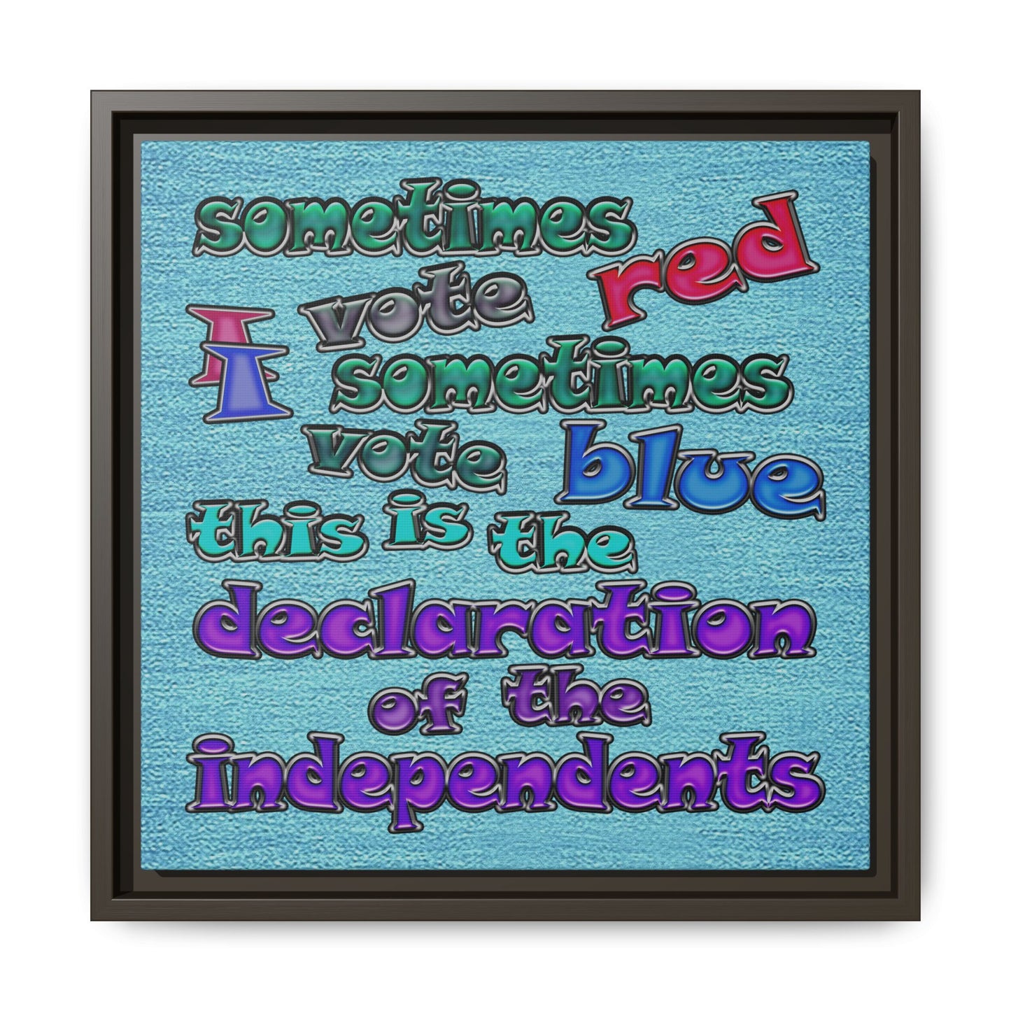 declaration of the independents - framed canvas art (faded blue)