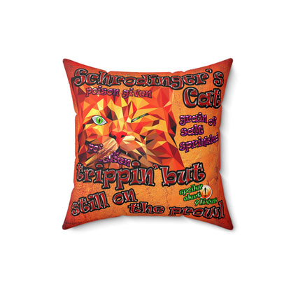schrodinger's cat - Spun Polyester Square Pillow - (burnt orange)