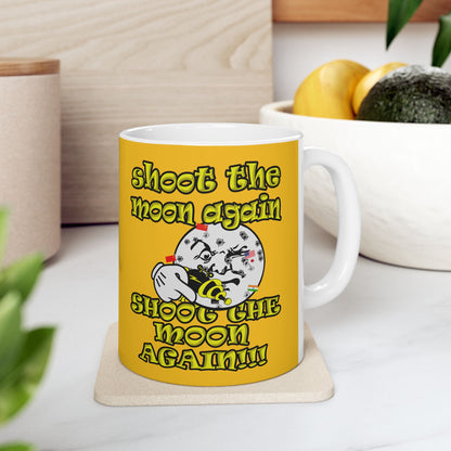 shoot the moon again - White Mug (yellow)