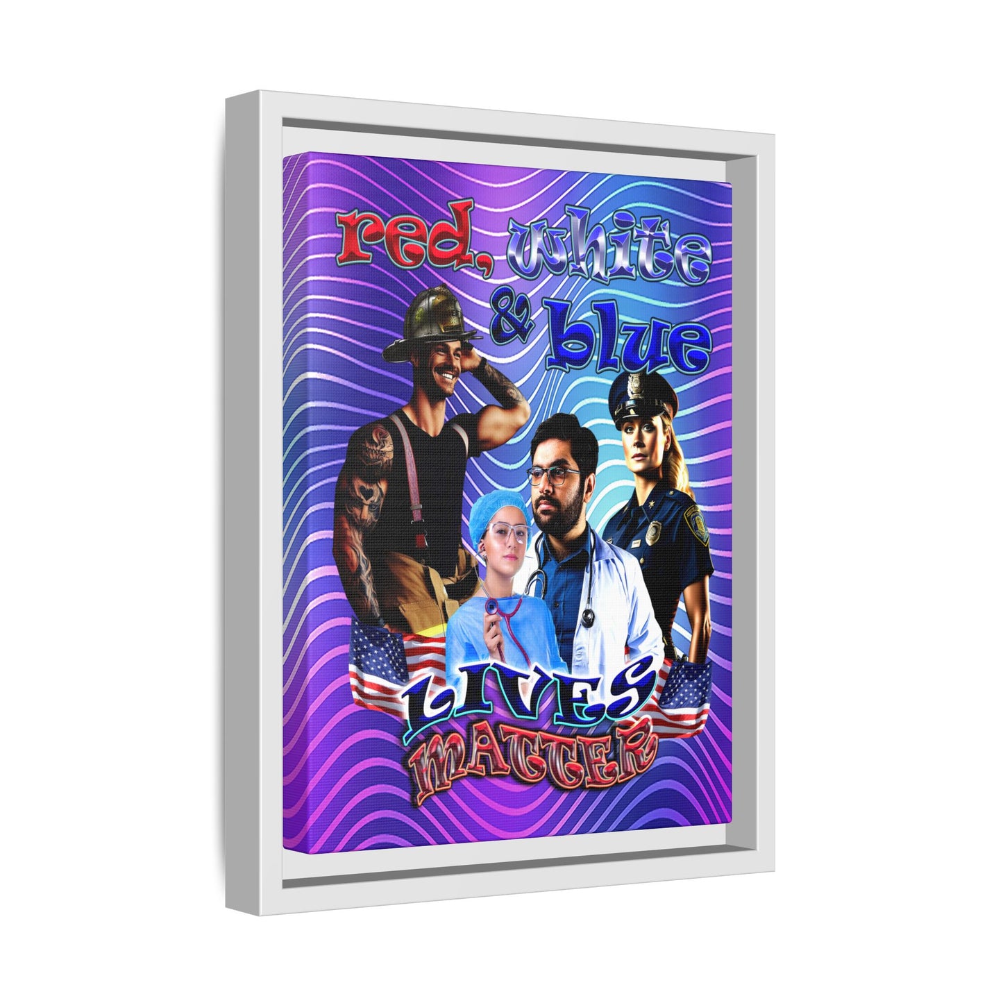 rw&b lives matter - framed canvas art (purple wave)