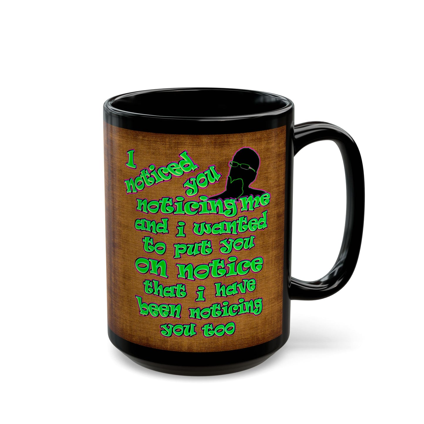 noticed you noticing - Black Mug (brown papyrus)