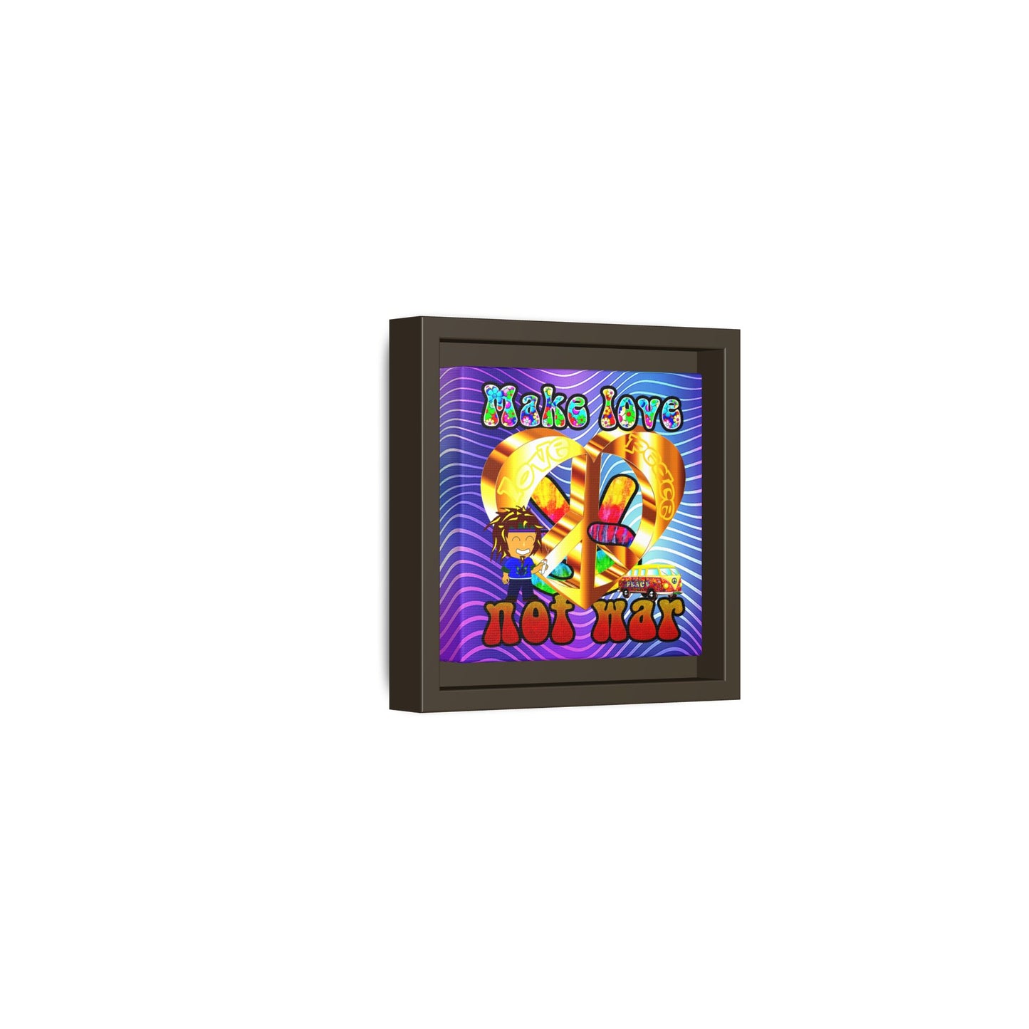 love peace - framed canvas art (purple wave)