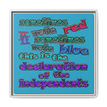 declaration of the independents - framed canvas art (turquoise)