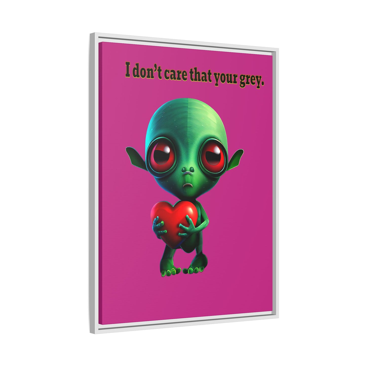I don't care that your grey - framed canvas art (pink)