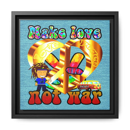 love peace - framed canvas art (faded blue)