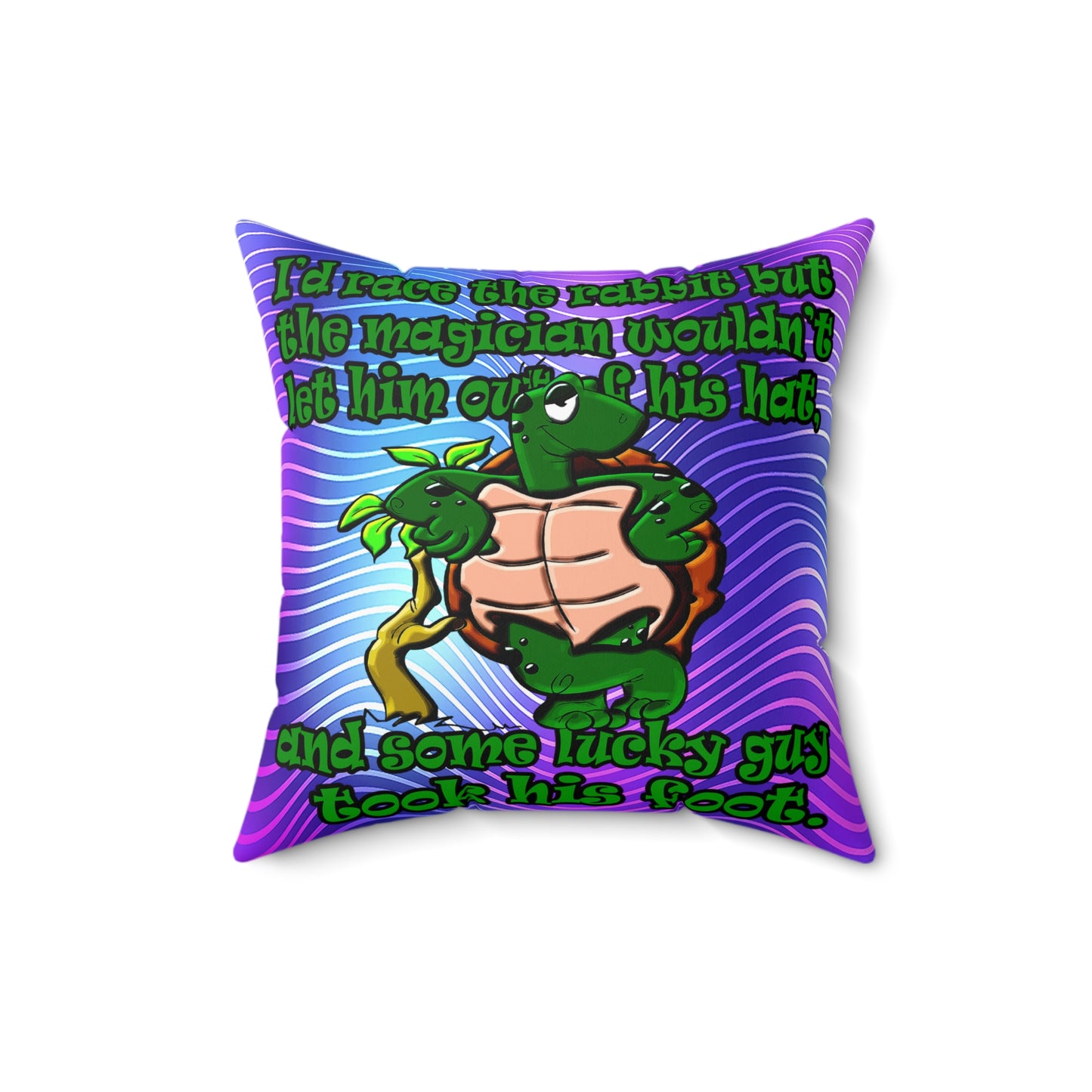turtle race - Spun Polyester Square Pillow - (purple wave)